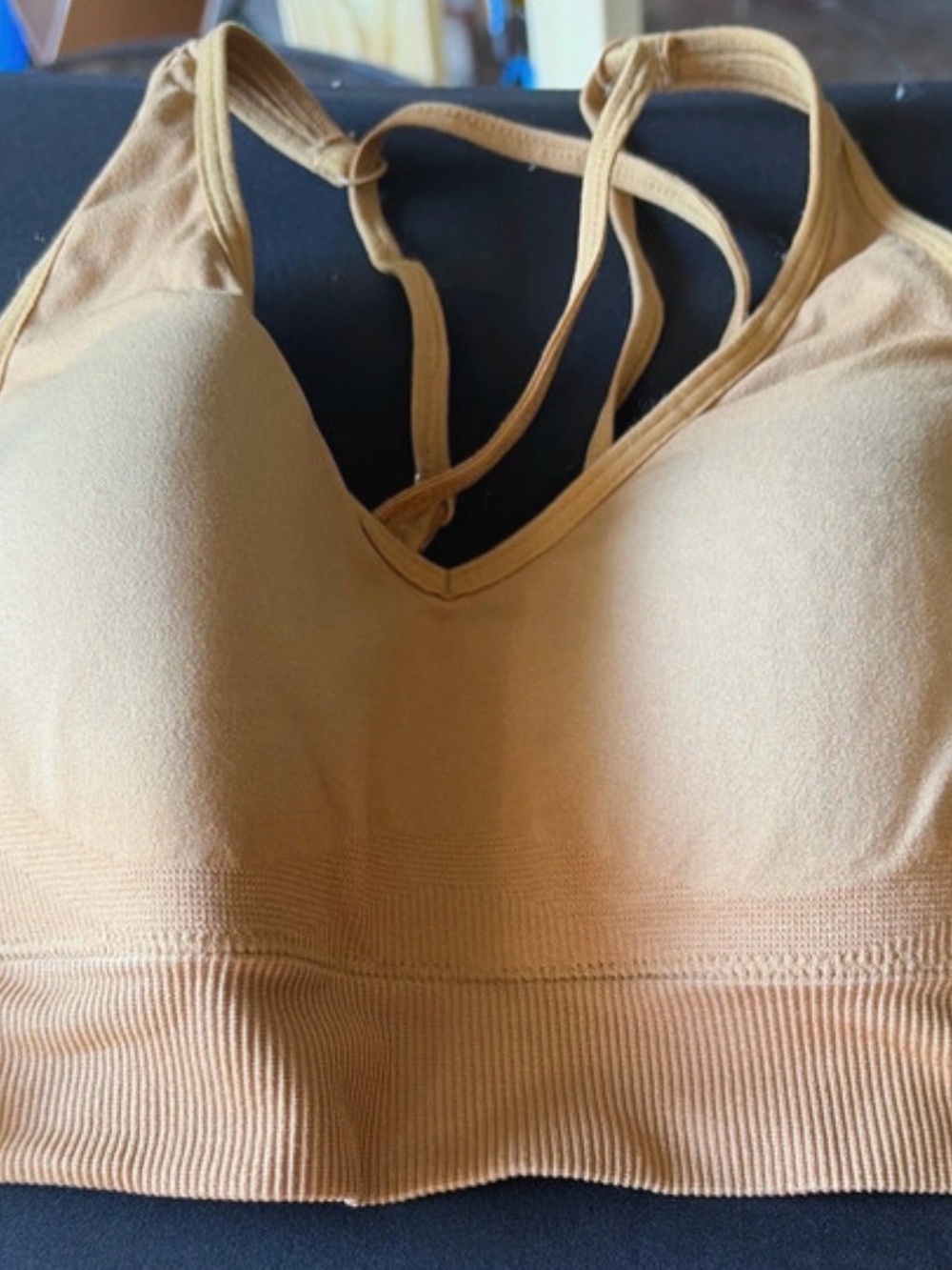 PINK Victoria's Secret tan seamless strappy sports bra
